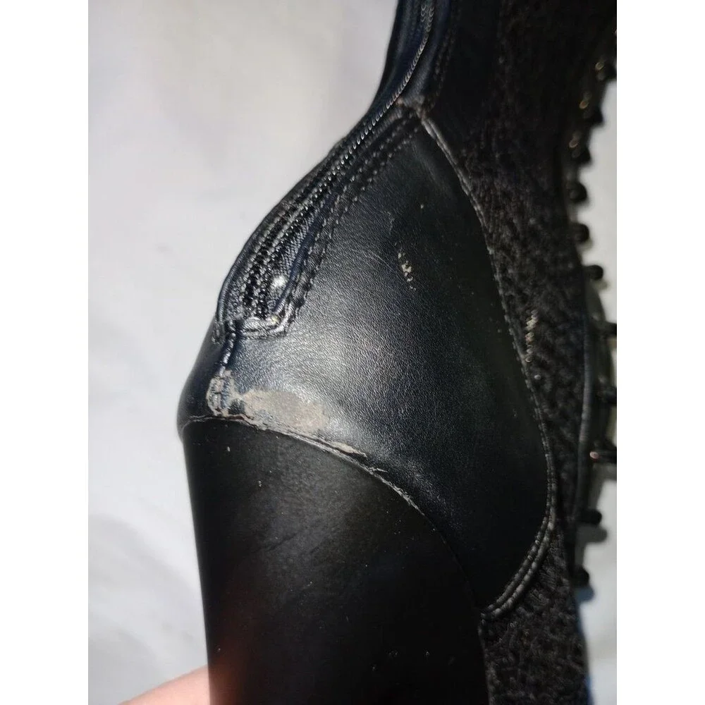 Pleasers Delight Black Lace Panel Platform Thigh High Boots 6